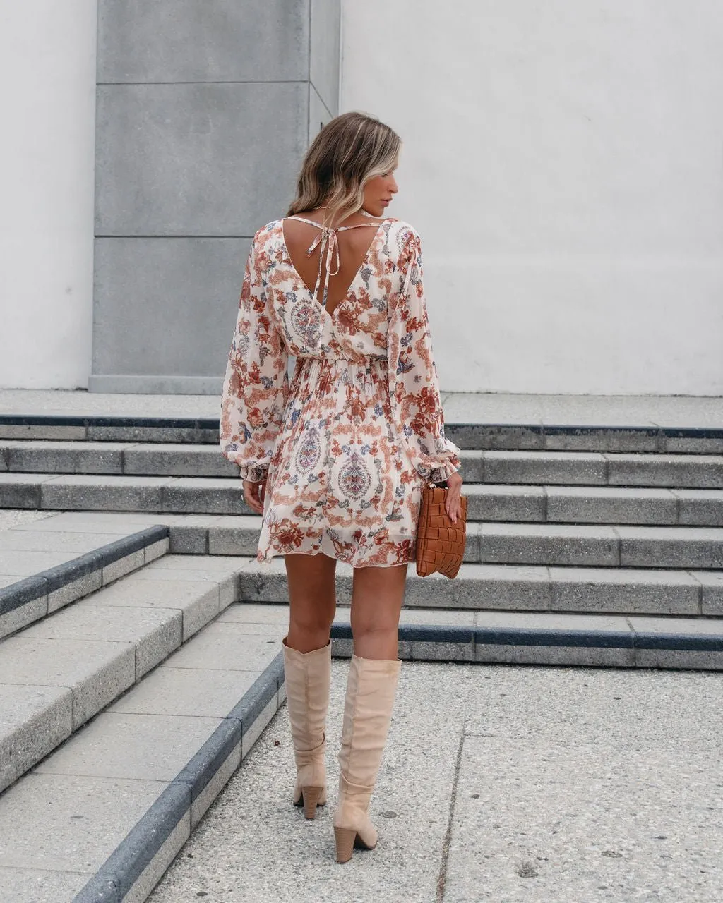 Adeline Paisley Print Mini Dress - Cream - FINAL SALE