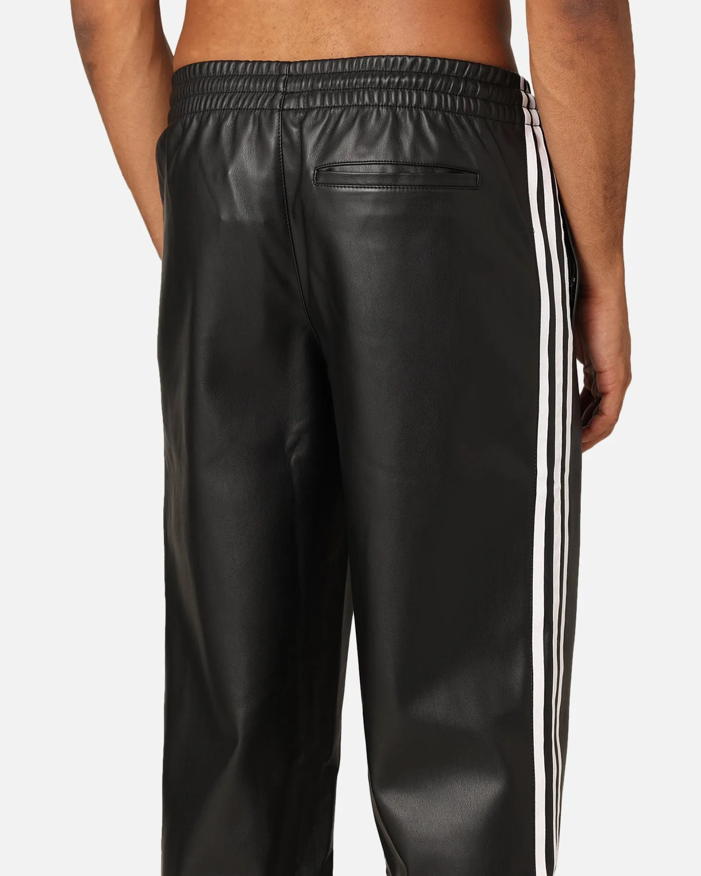 Adidas Faux Leather Adicolour 3-Stripes Firebird Track Suit Pants Black