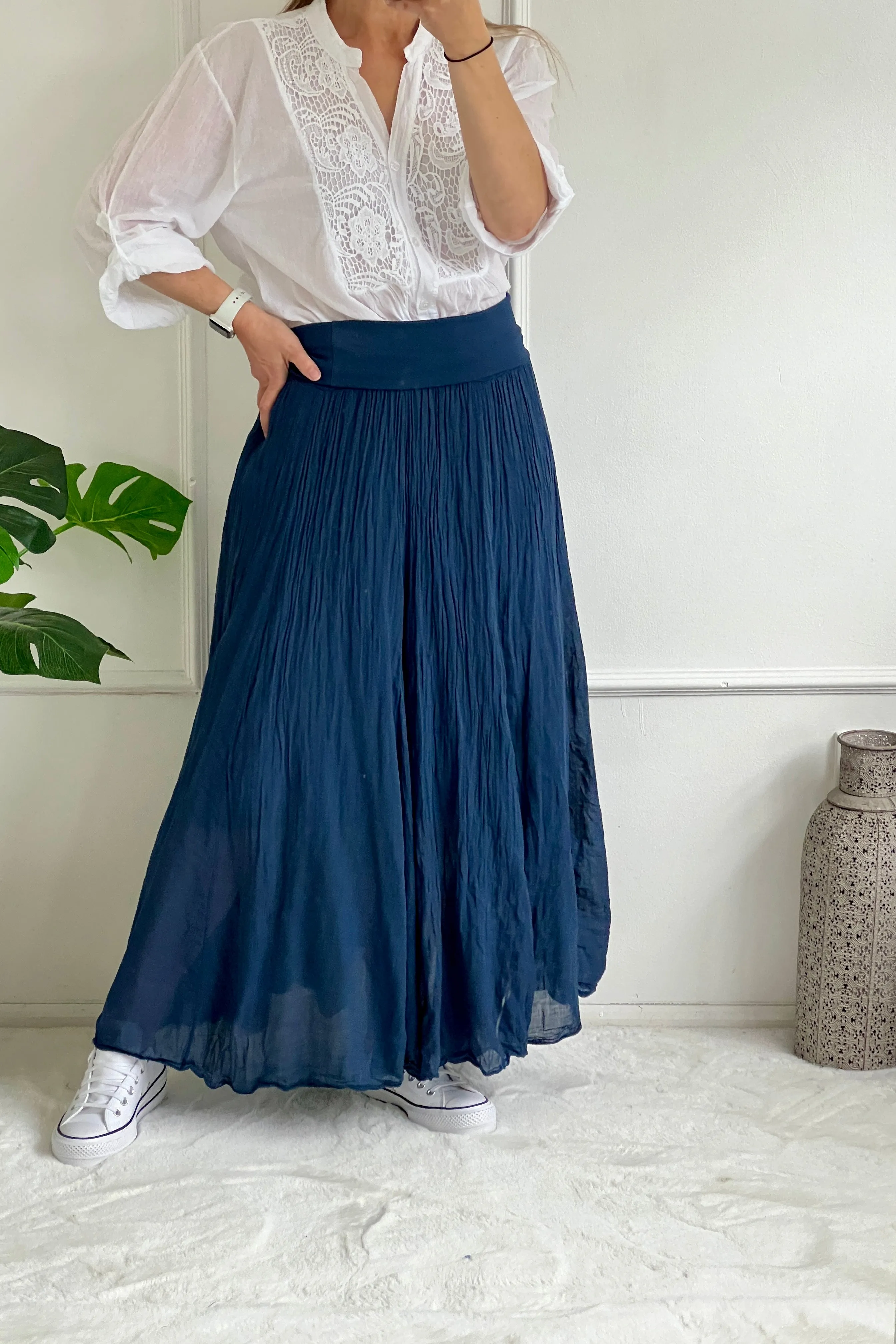 Antibes Cotton Maxi Skirt | Navy