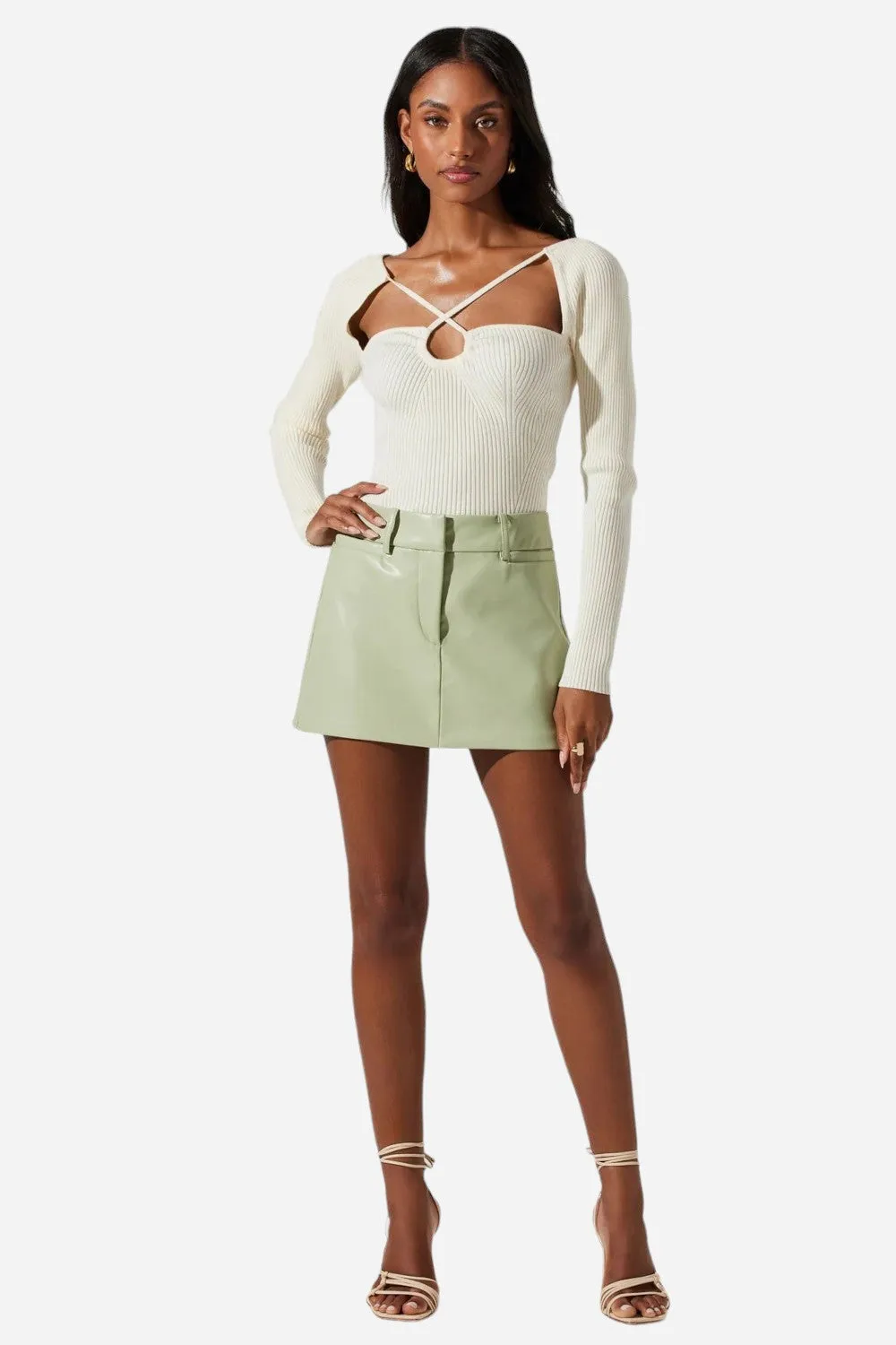 ASTR The Label Milani Mini Skirt Sage Green