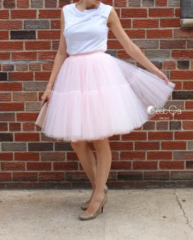 Beatrice Blush Pink Tulle Skirt - Midi