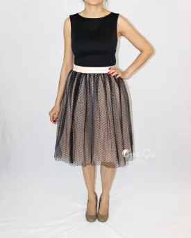 Betty Black Polka Dot Tulle Skirt - Midi