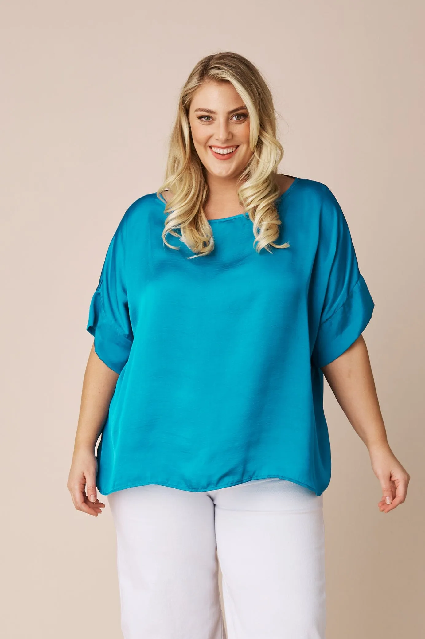 Bianca Short Sleeve Top Capri Blue