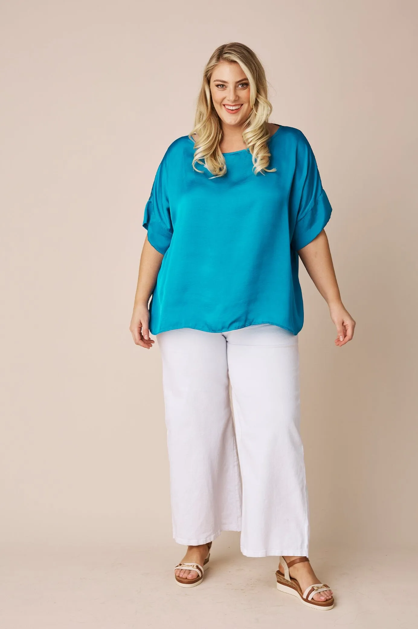 Bianca Short Sleeve Top Capri Blue