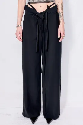 Black Double Fold Suit Pants