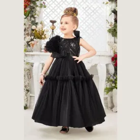 Black Pleated Gown for Girls