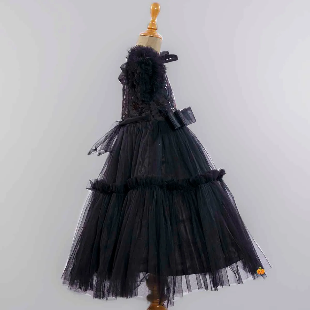 Black Pleated Gown for Girls