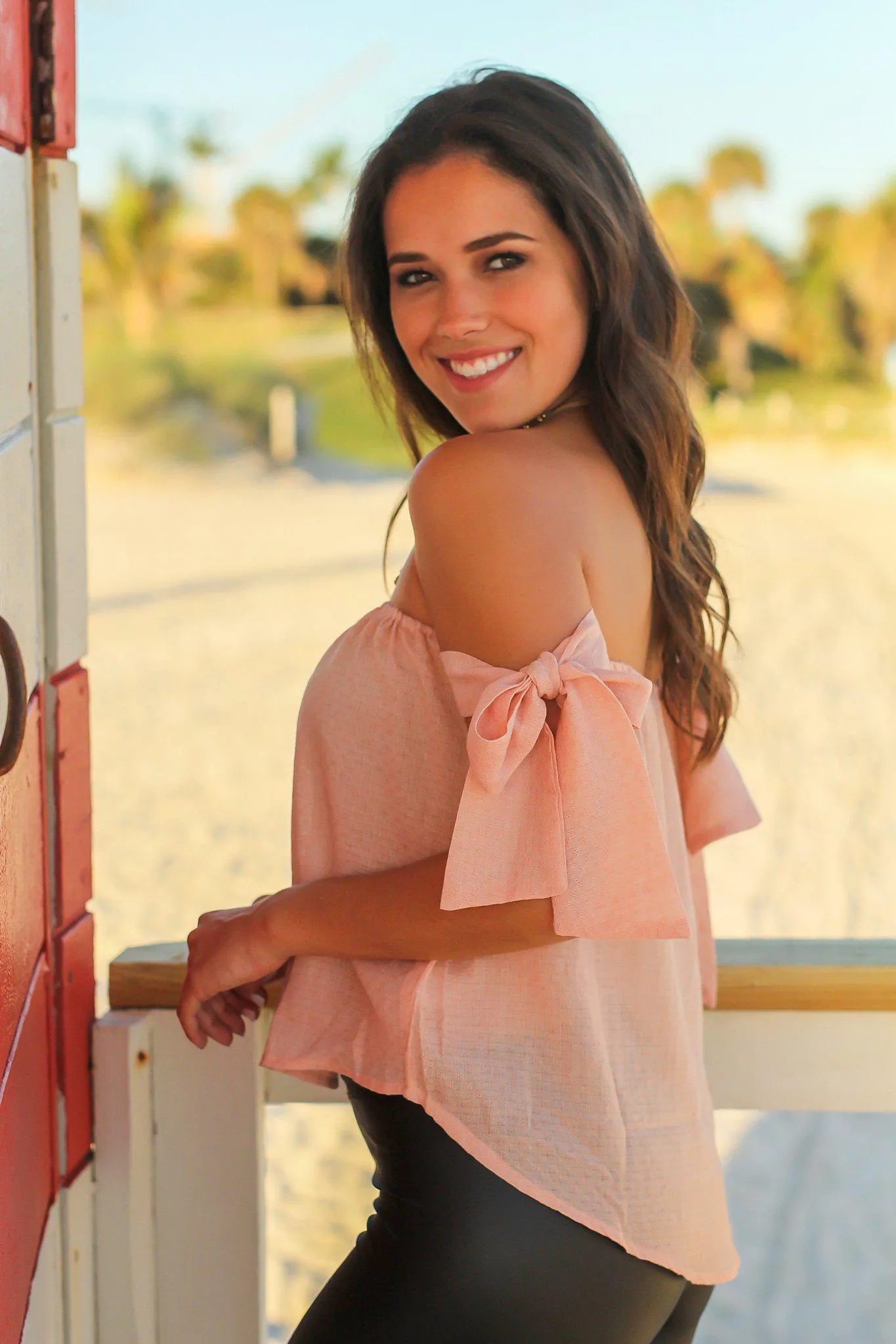 Blush Off Shoulder Tie Top