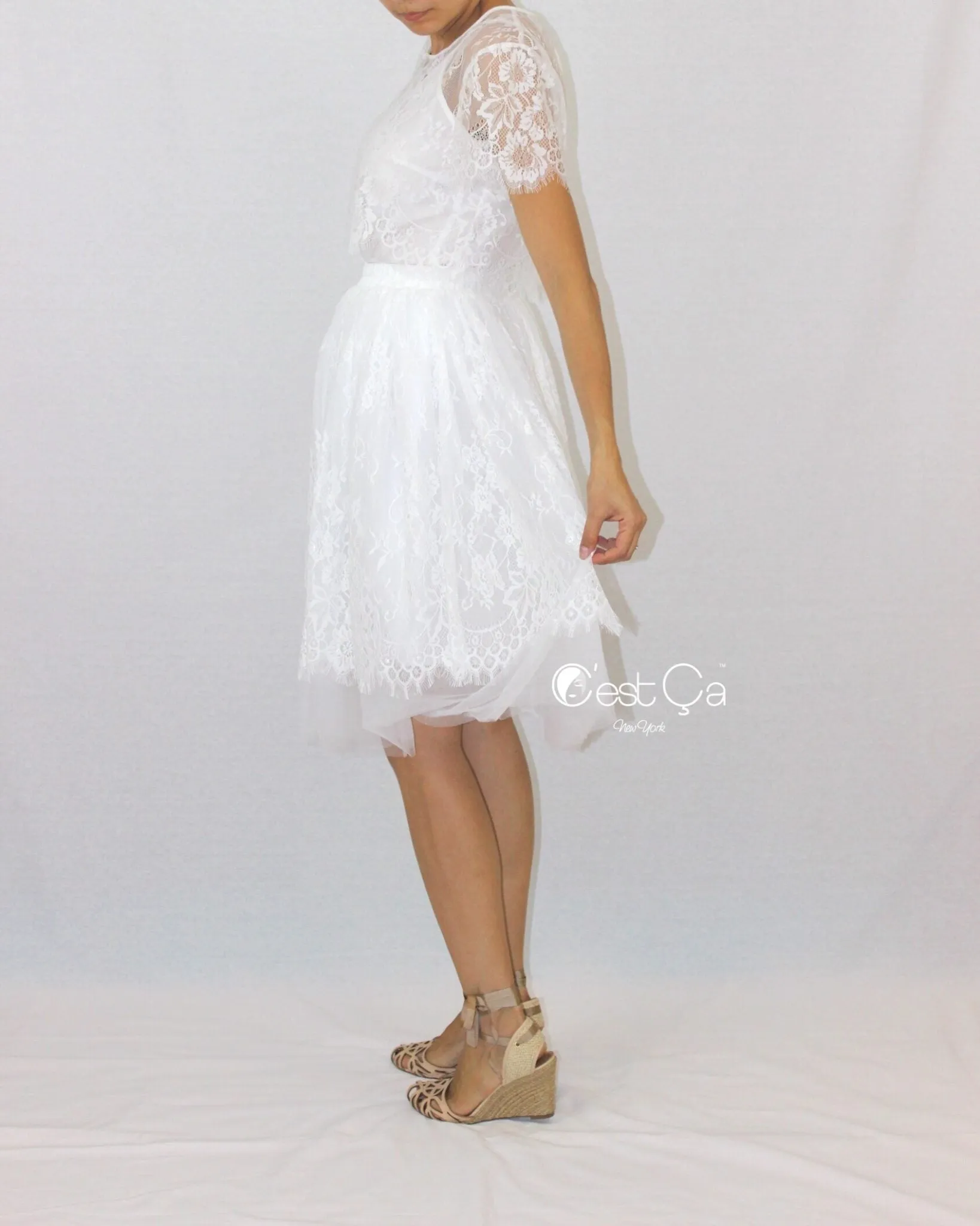 Brigitte Bridal Lace Tulle Skirt - Midi