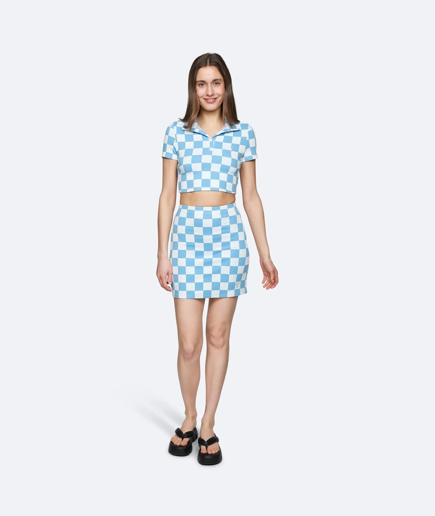 Chessboard Skirt - Ice