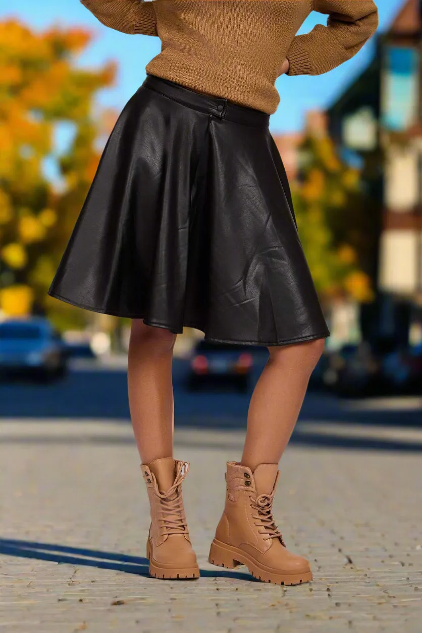 Circle Leather Skirt