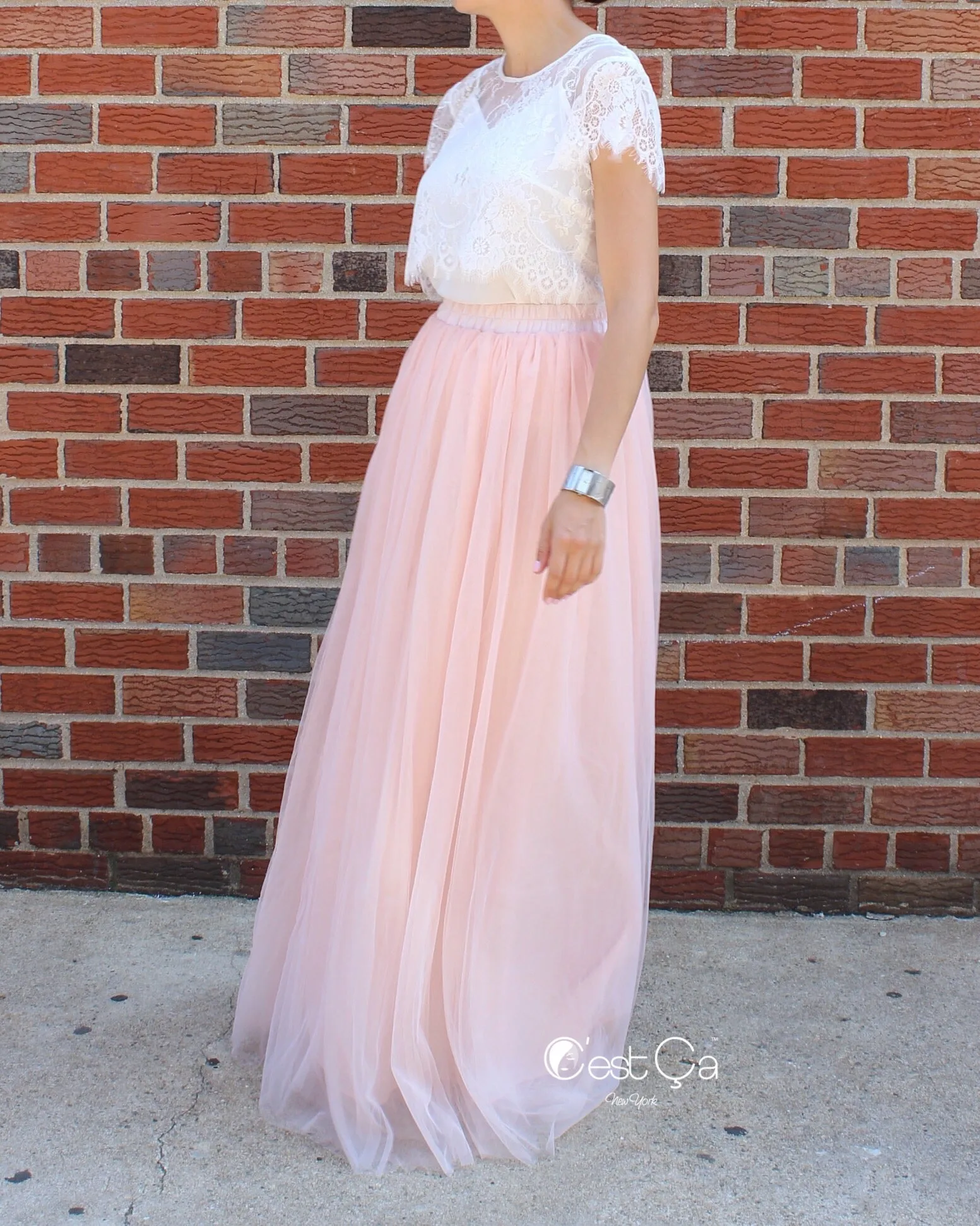 Claire Blush Pink Soft Tulle Skirt - Maxi