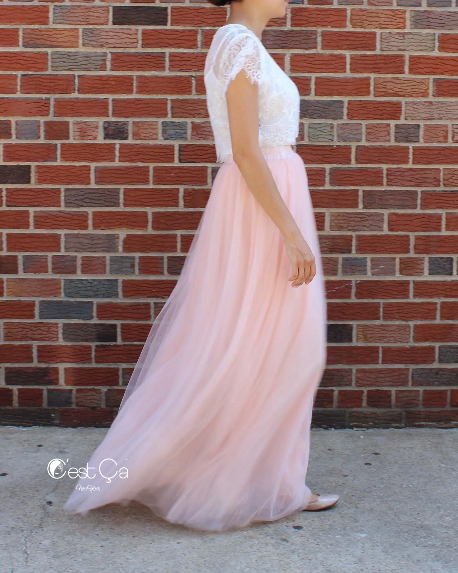 Claire Blush Pink Soft Tulle Skirt - Maxi