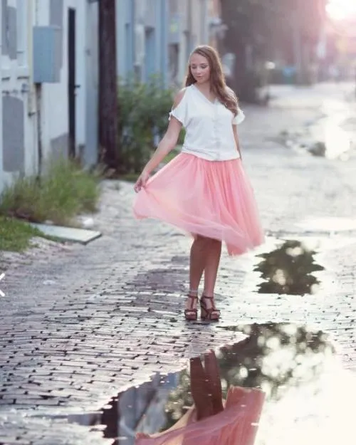 Colette Milky Pink Soft Tulle Skirt - Midi