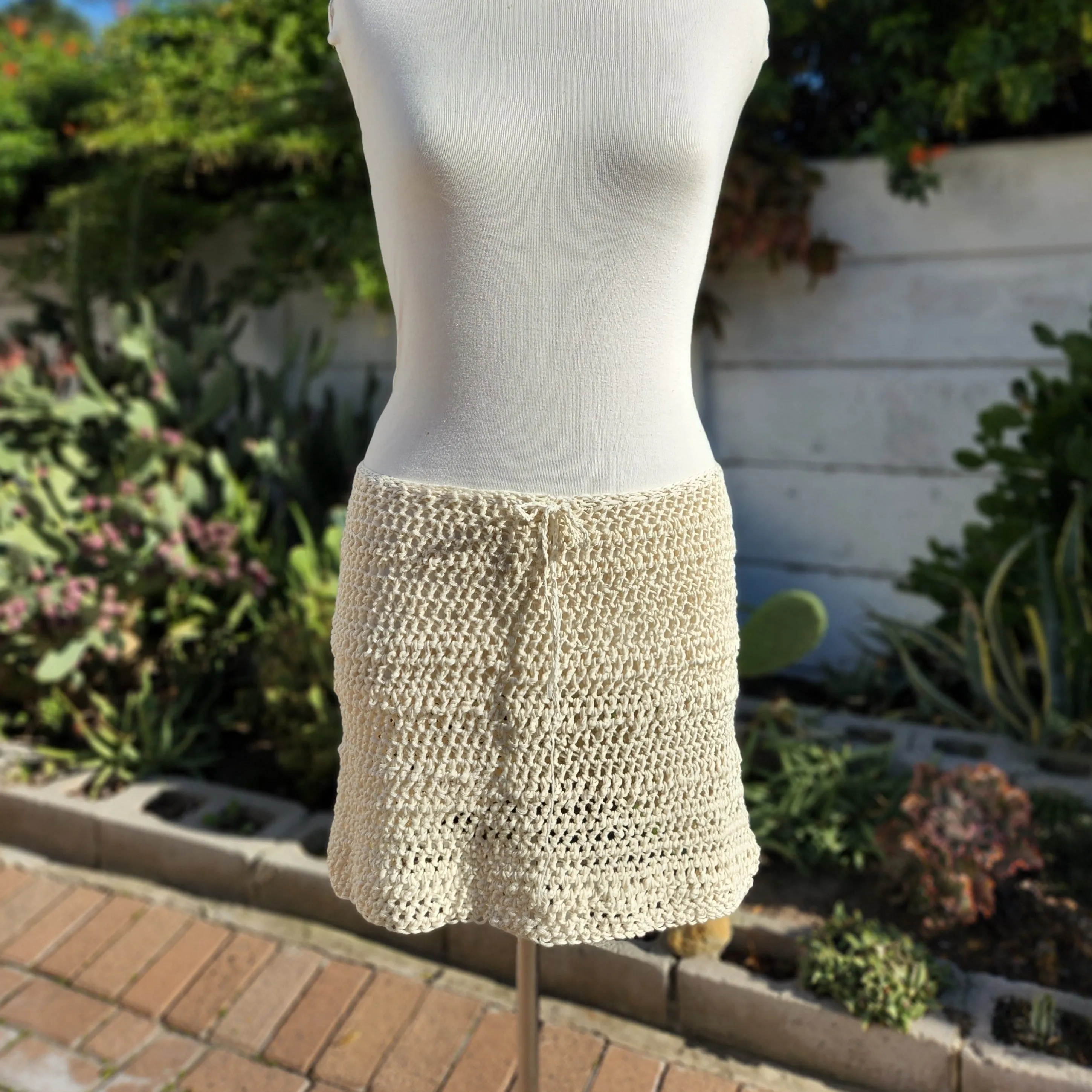 Crochet Mini Skirt - Cream