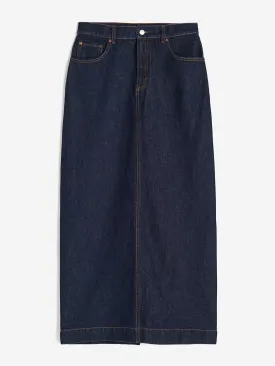 Dark blue denim maxi skirt