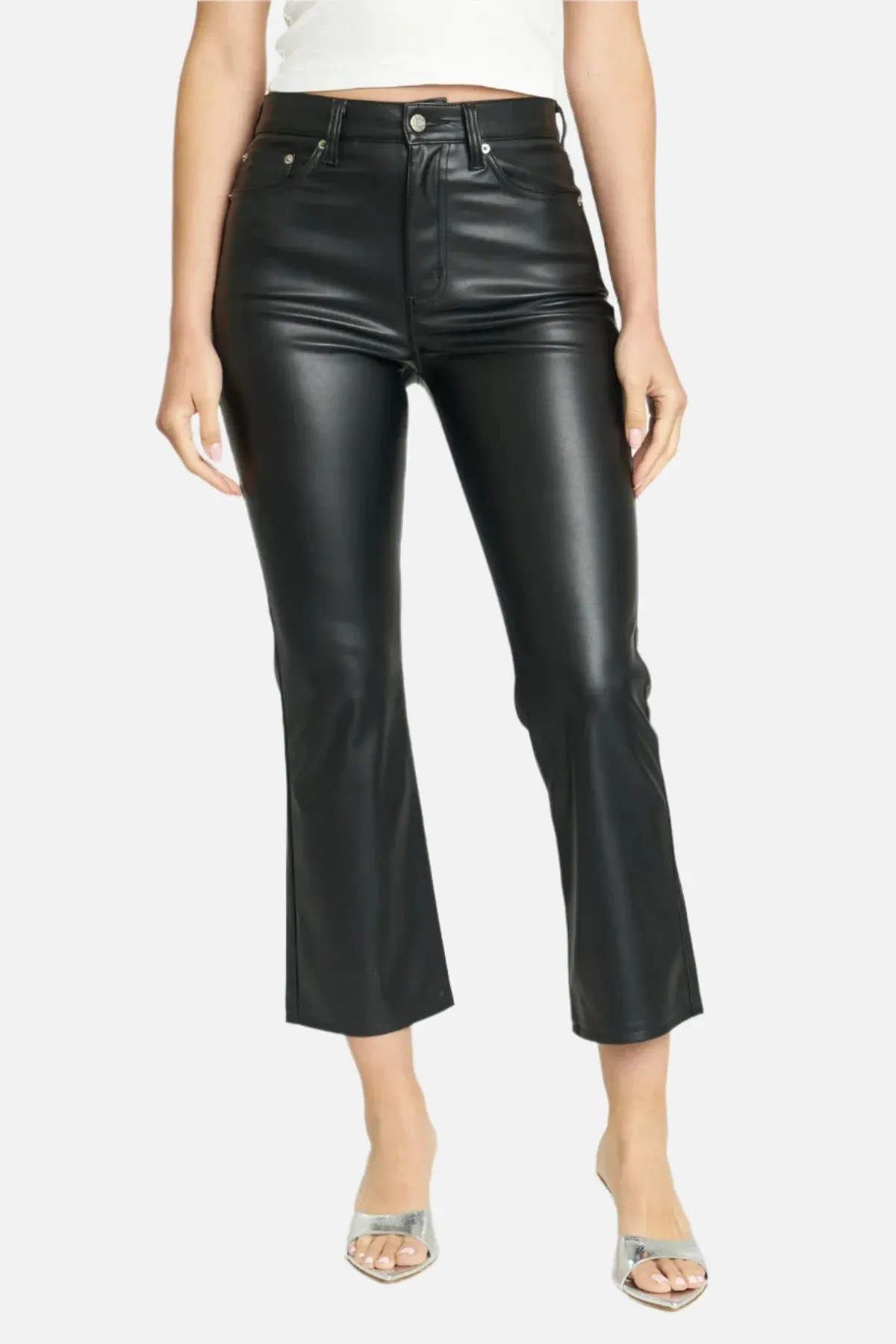 DAZE Shy Girl Faux Leather Crop Flare