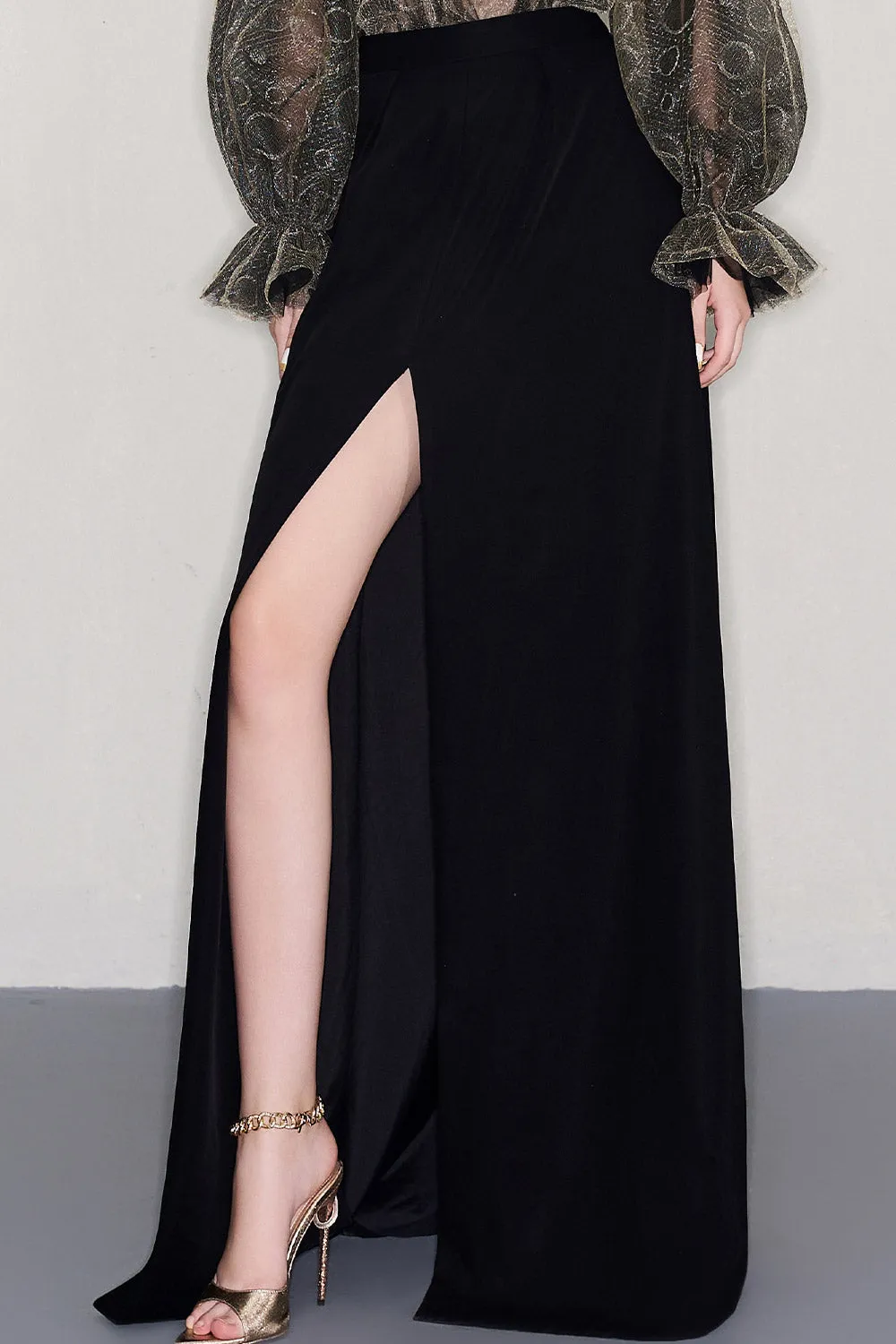 Devon Slit High Waist Crepe Floor Length Skirt