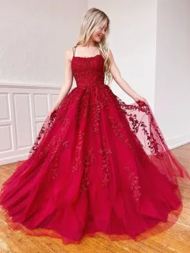 Elegant Long Burgundy Lace Prom, Burgundy Lace Formal, Wine Red Lace Evening