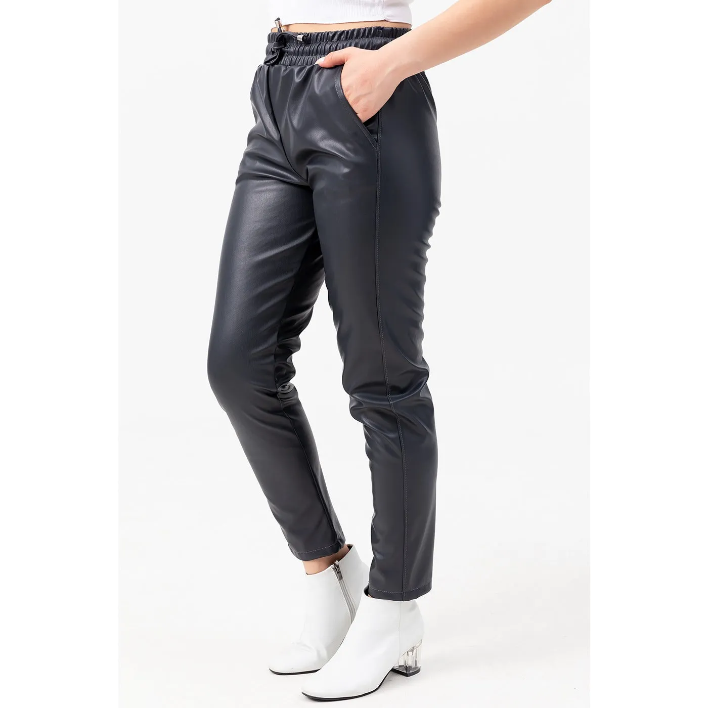 Faux Leather Grey Pants