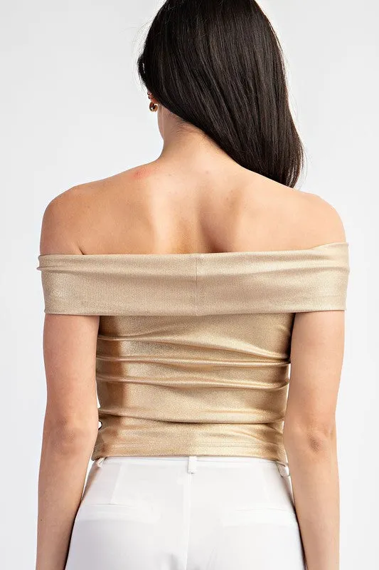 Foiled Off Shoulder Top