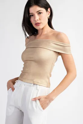 Foiled Off Shoulder Top