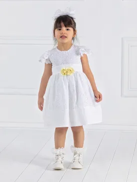 Girl's dress with broderie lace - HONESTY