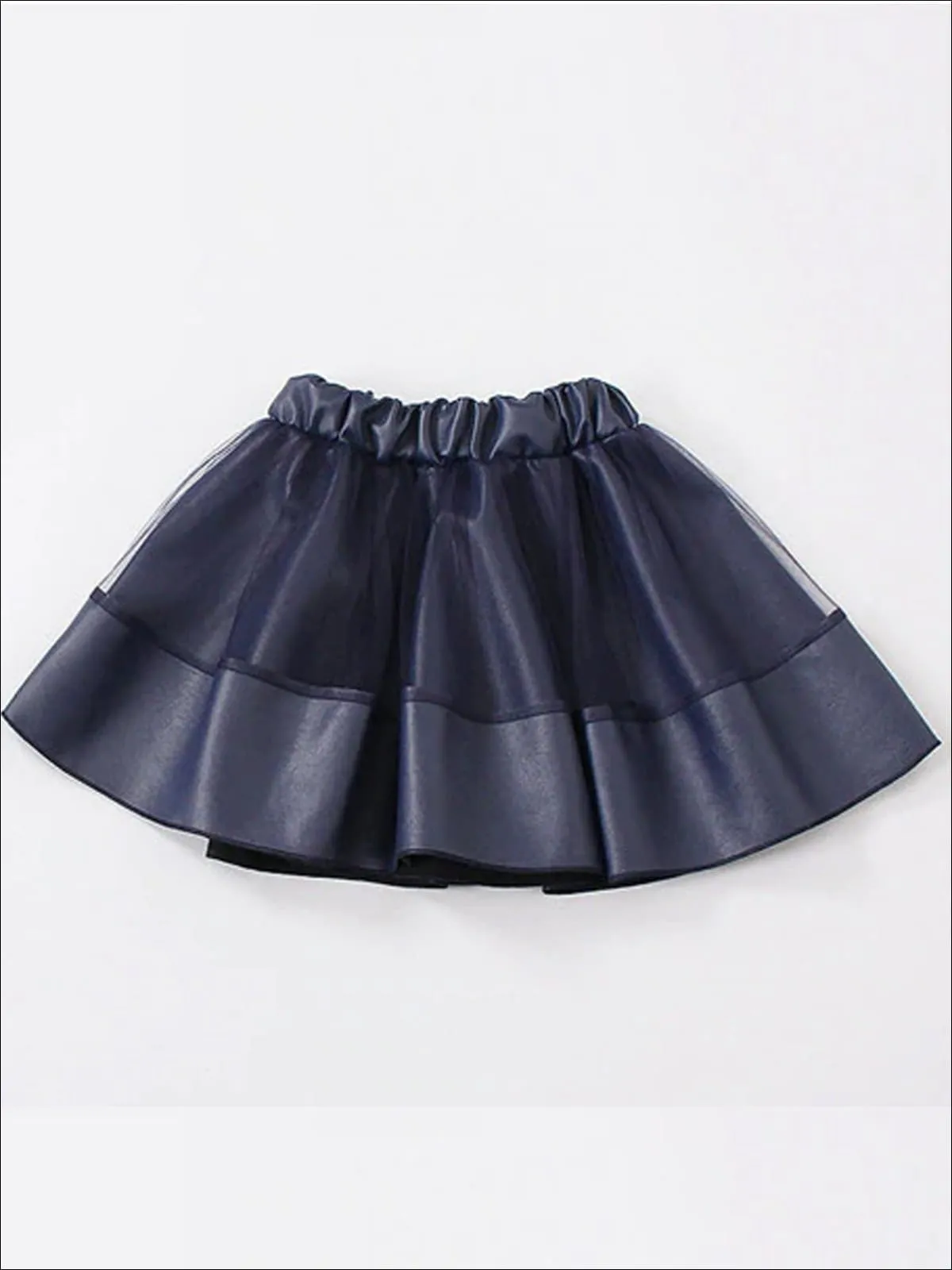 Girls Synthetic Leather Elastic Waist Tutu Skirt