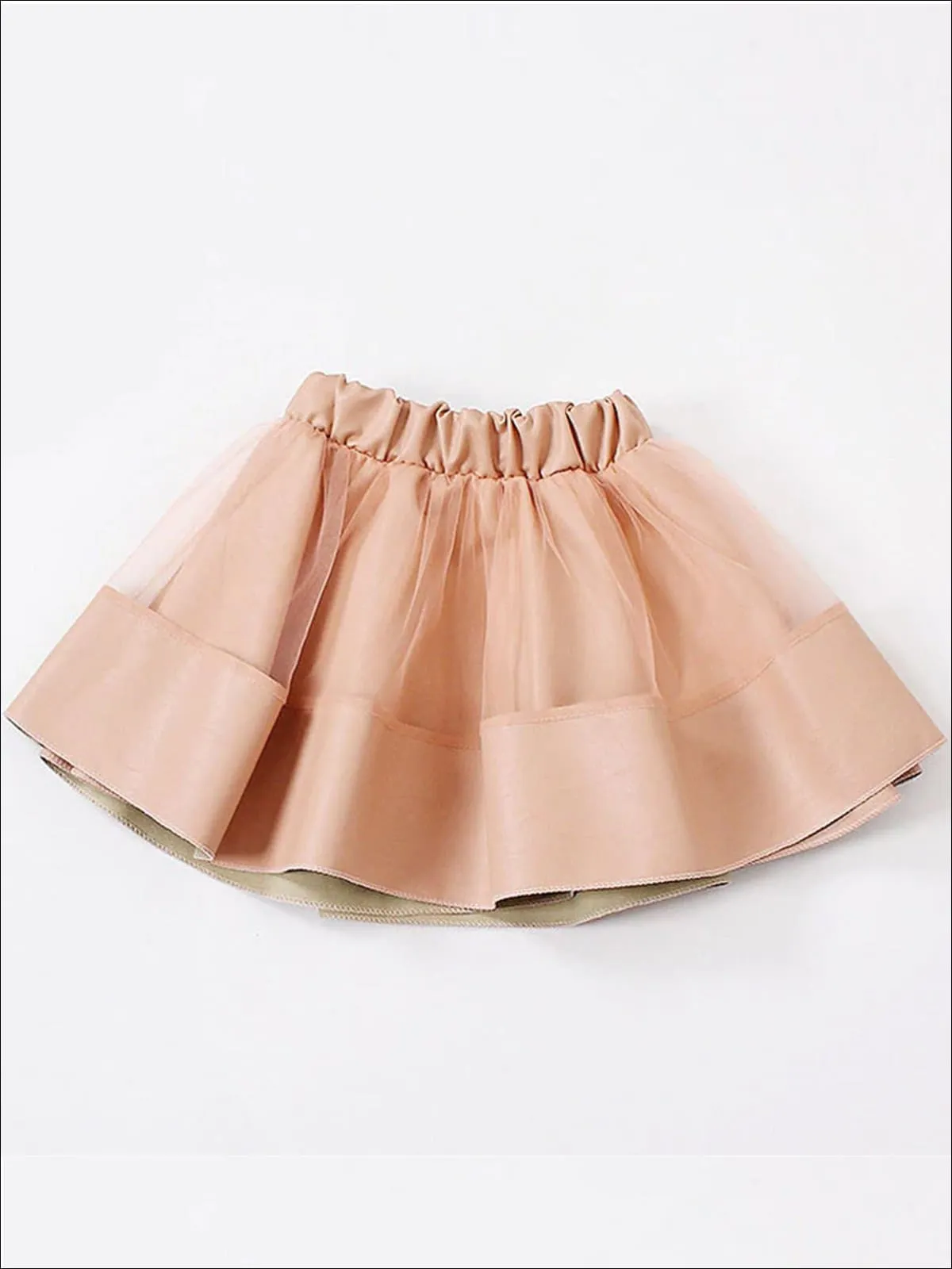 Girls Synthetic Leather Elastic Waist Tutu Skirt