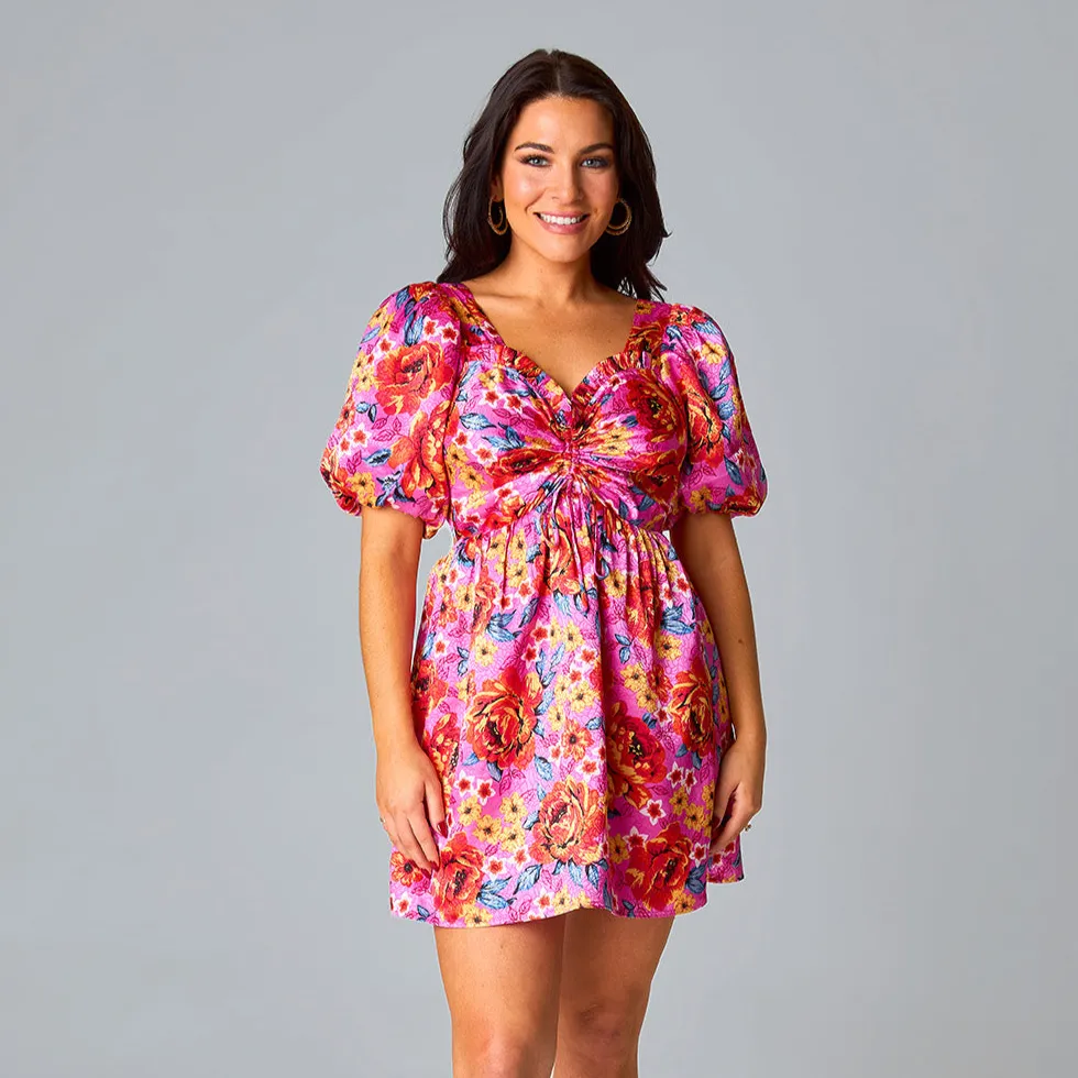 HANNAH ELASTIC WAIST MINI DRESS - DAISY DAYS