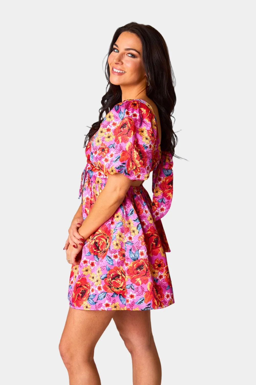 HANNAH ELASTIC WAIST MINI DRESS - DAISY DAYS