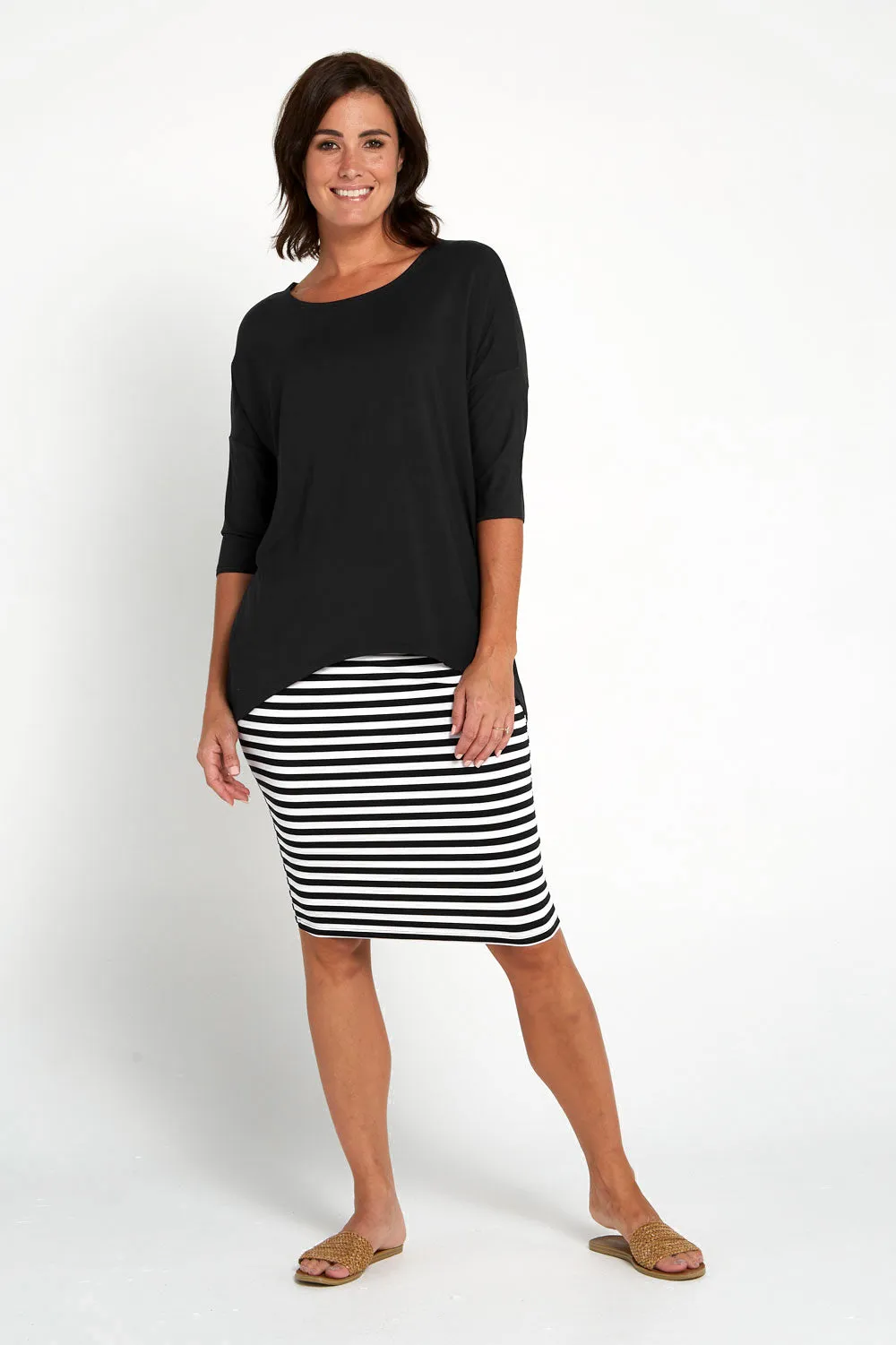 Hera Bamboo Skirt - Black Stripe