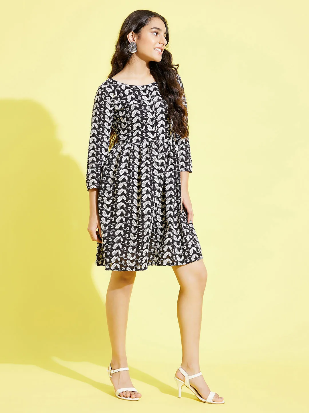 Jashvi Girls Black Pure Cotton Chikankari kurta