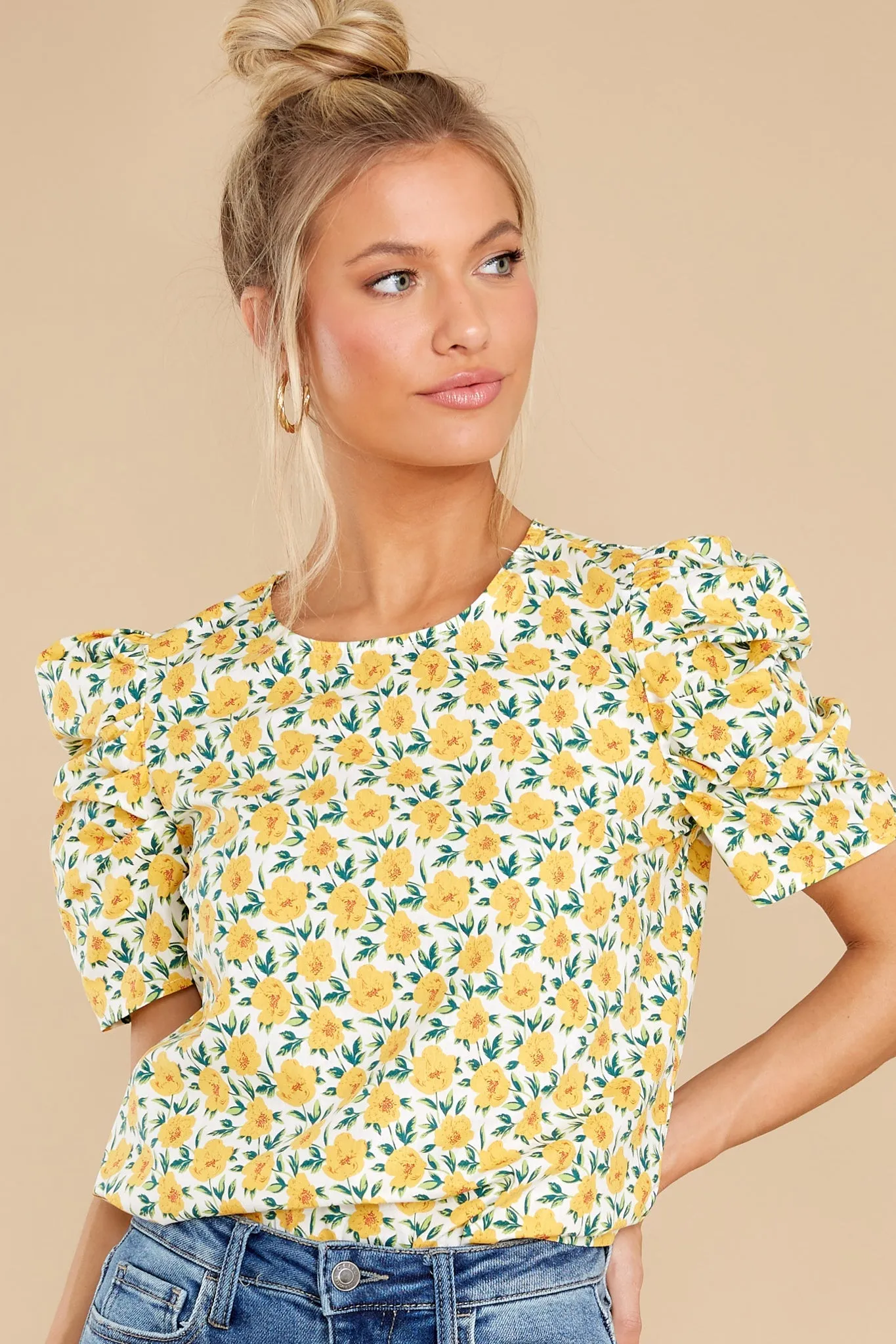 Keep Blooming Yellow Floral Print Top