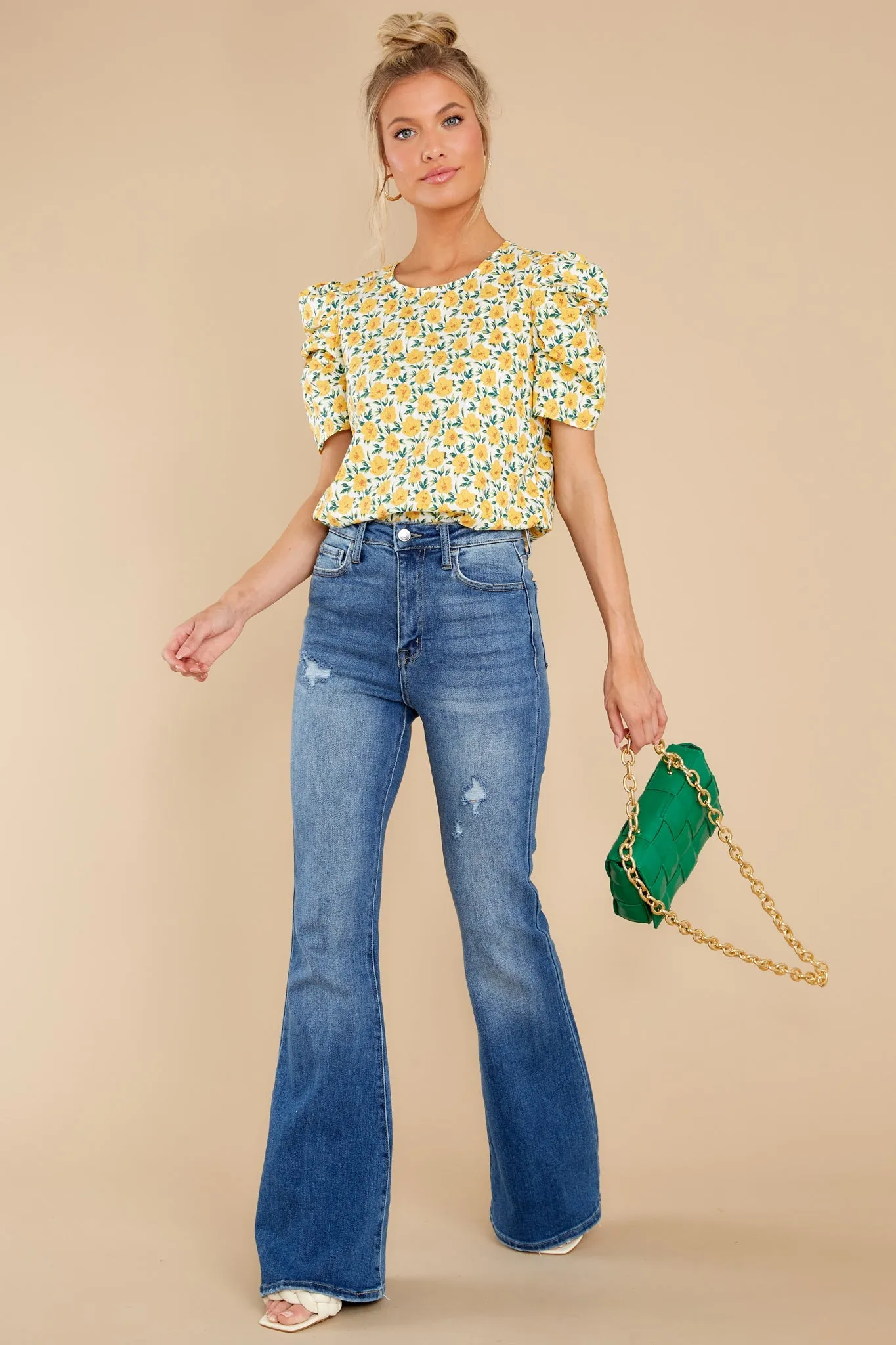 Keep Blooming Yellow Floral Print Top