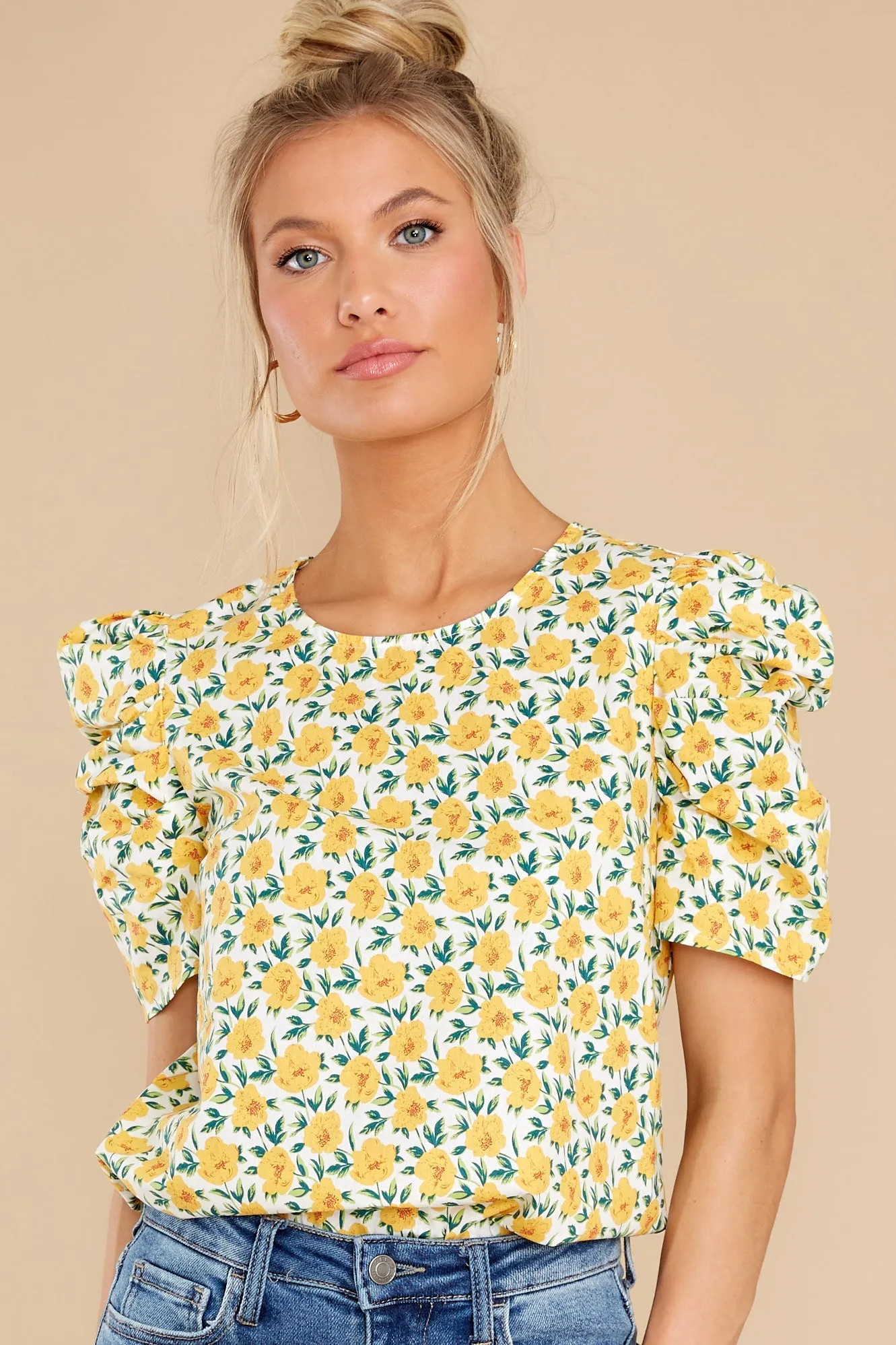 Keep Blooming Yellow Floral Print Top