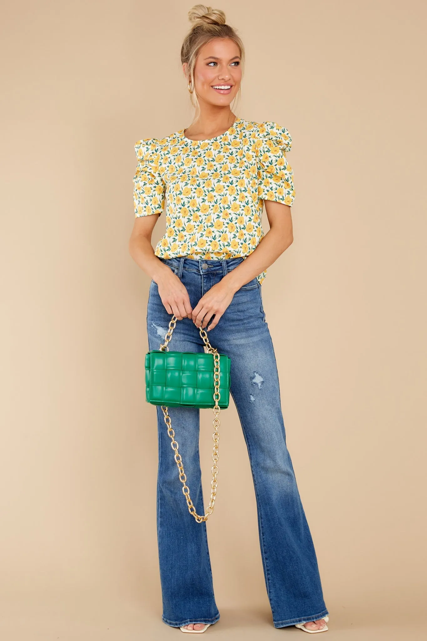 Keep Blooming Yellow Floral Print Top