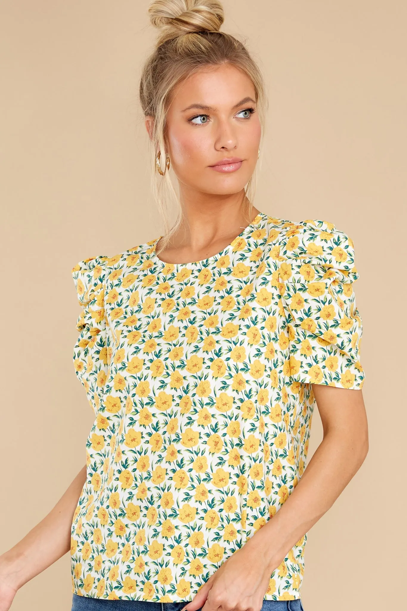 Keep Blooming Yellow Floral Print Top