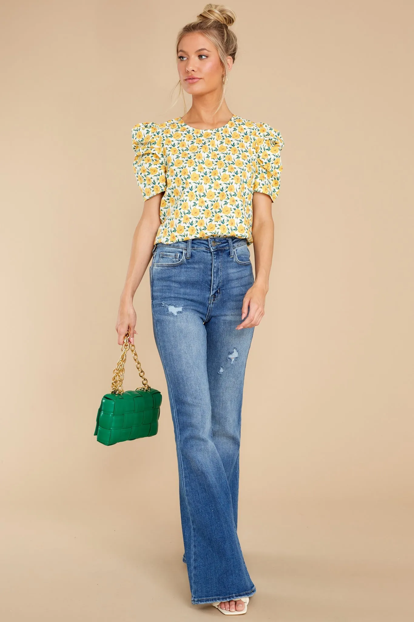 Keep Blooming Yellow Floral Print Top