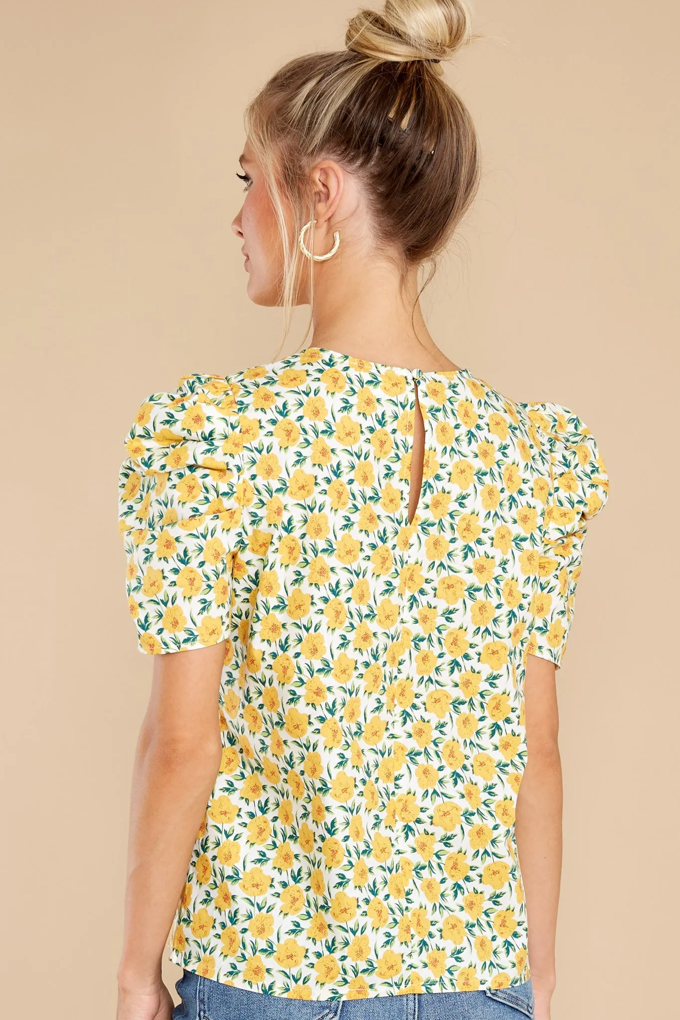 Keep Blooming Yellow Floral Print Top