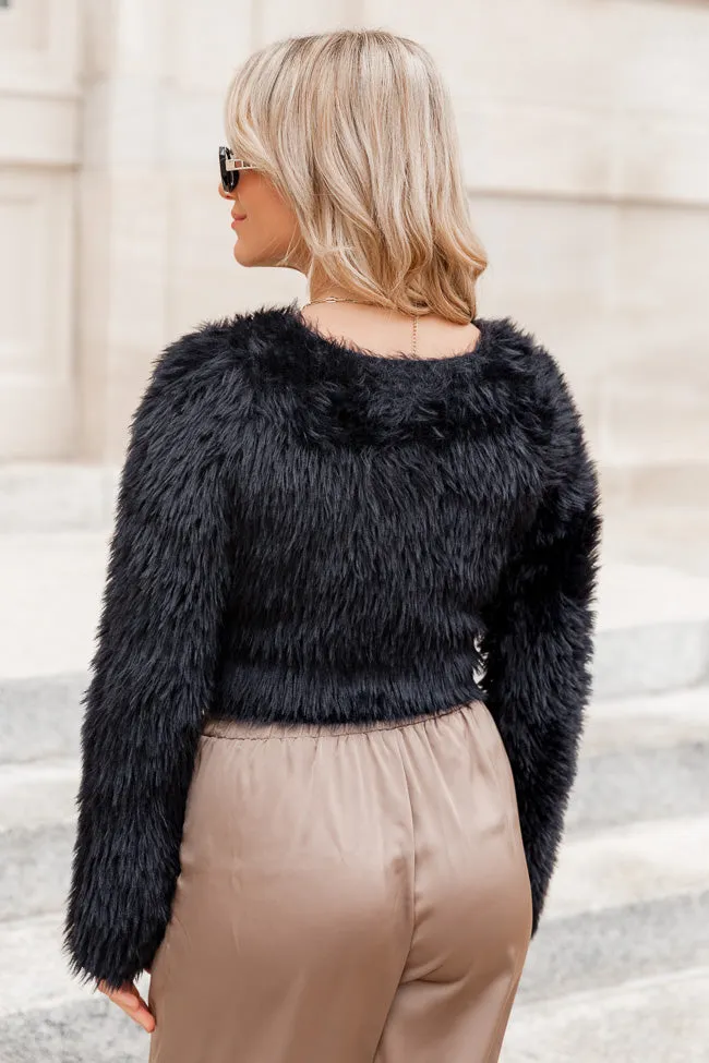 Light It Up Black Fuzzy Cropped Sweater FINAL SALE