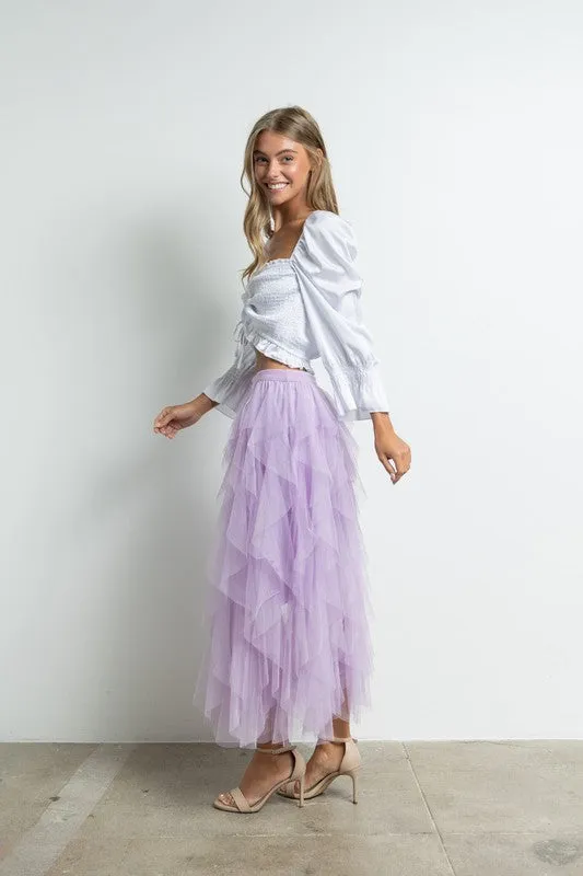 Light Purple Tulle Maxi Skirt With Lining