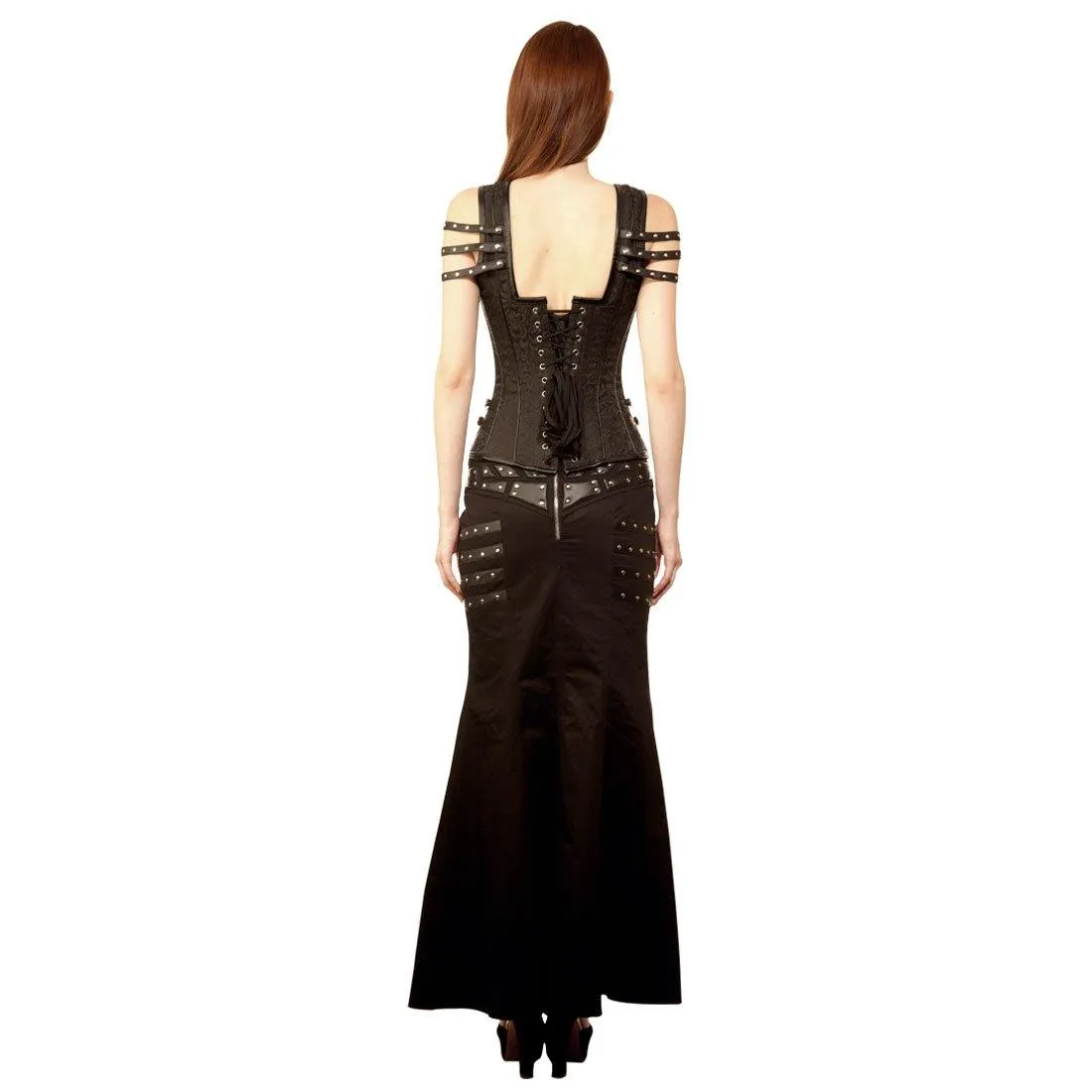 Lyaksandra Ladies Gothic Authentic Steel Boned Overbust Corset Dress