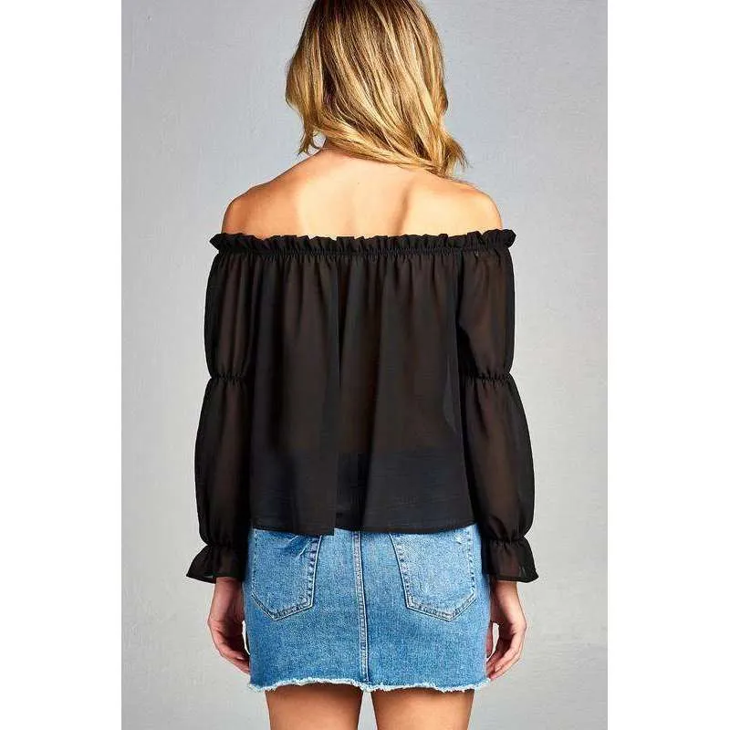 Melise Front Tie Cold Shoulder Top