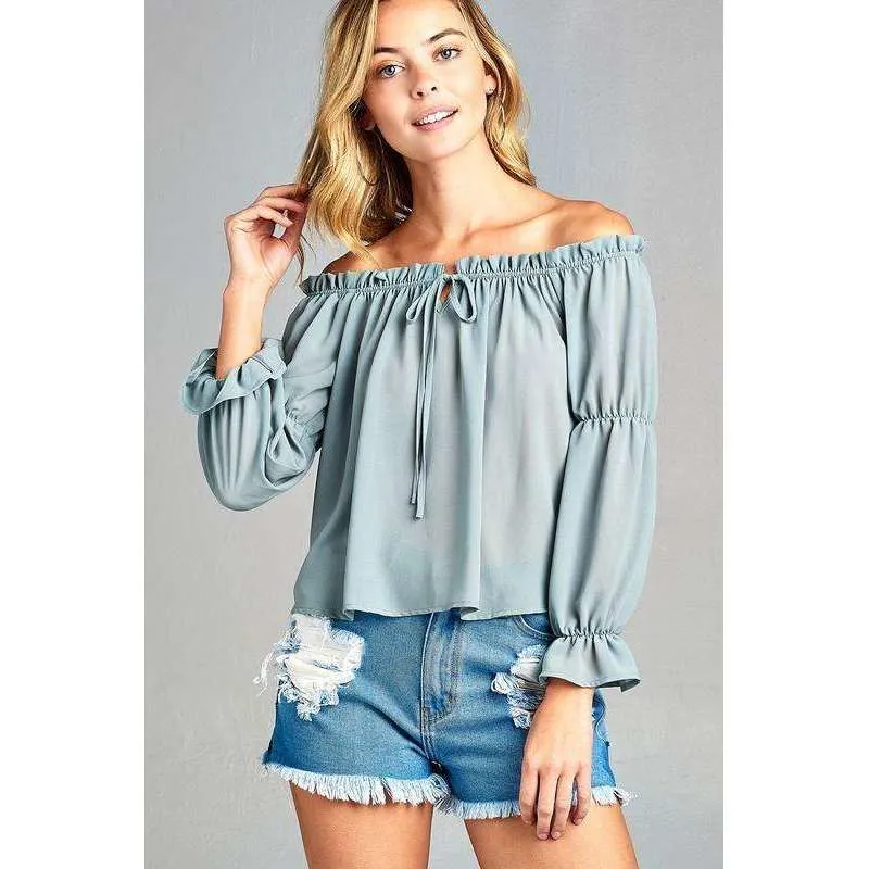 Melise Front Tie Cold Shoulder Top