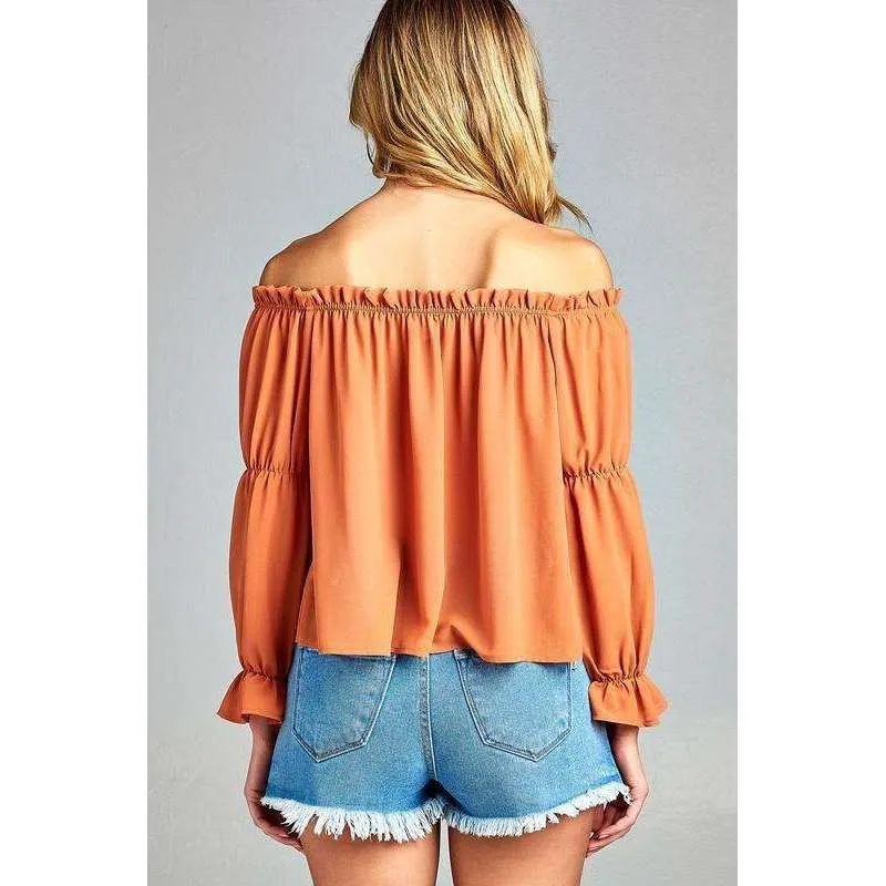 Melise Front Tie Cold Shoulder Top