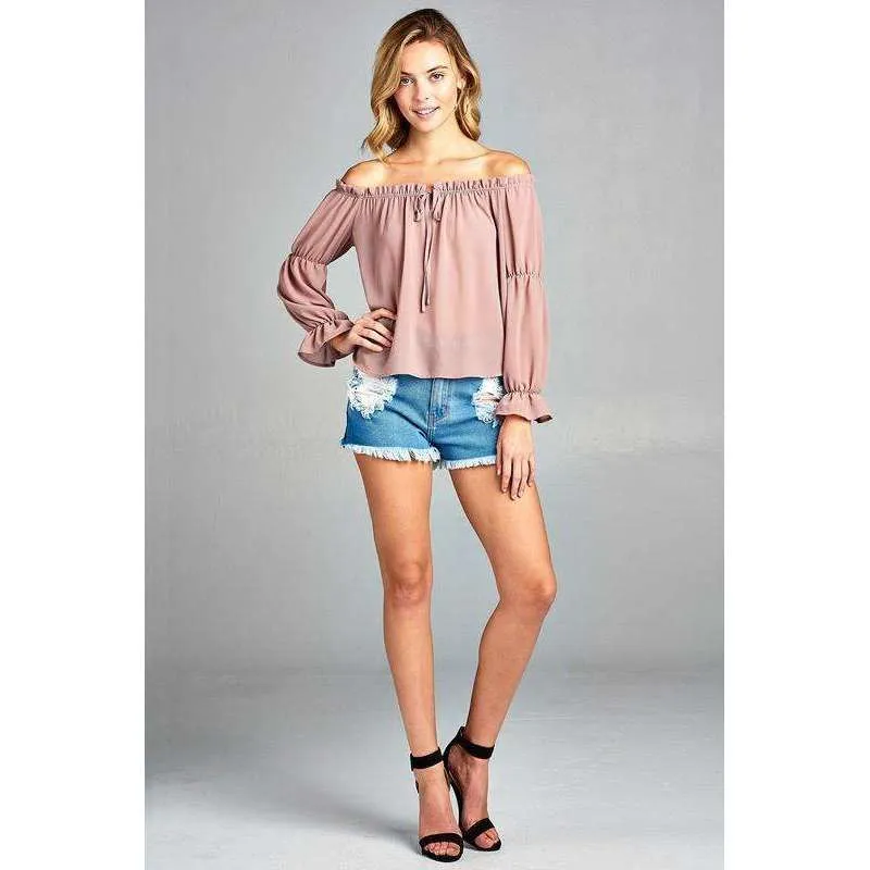 Melise Front Tie Cold Shoulder Top