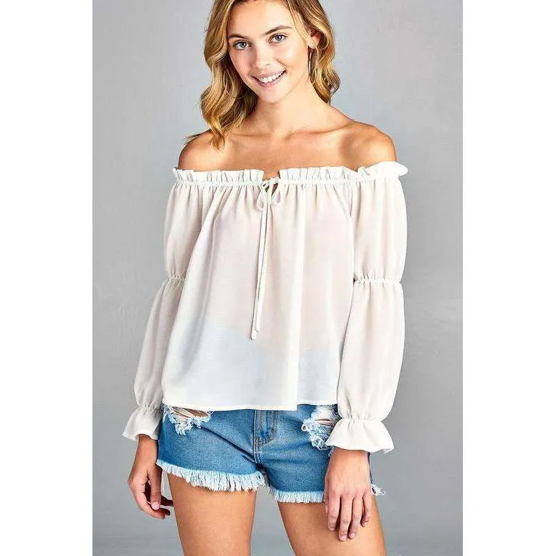 Melise Front Tie Cold Shoulder Top