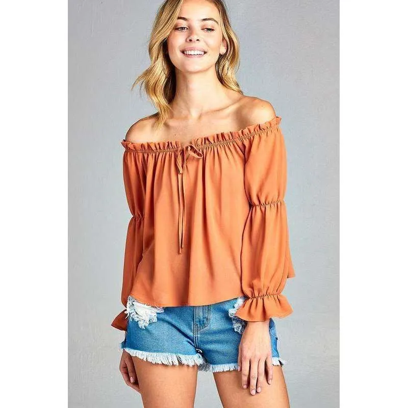 Melise Front Tie Cold Shoulder Top