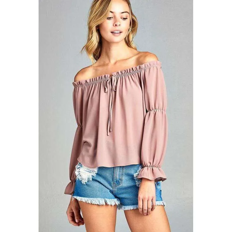 Melise Front Tie Cold Shoulder Top